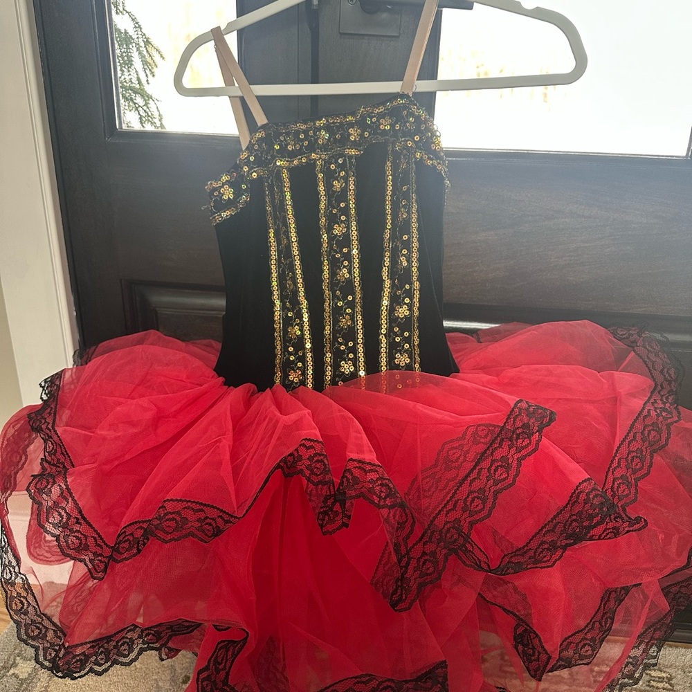 Girls Black & Red Sequin Tutu Dance Costume